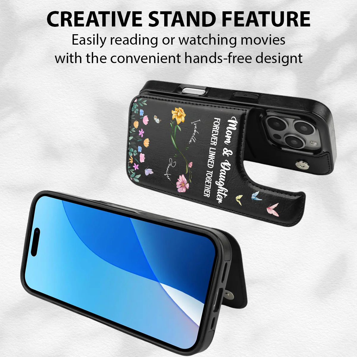 Forever Linked Together - Personalized Custom Leather Phone Case - Image 5