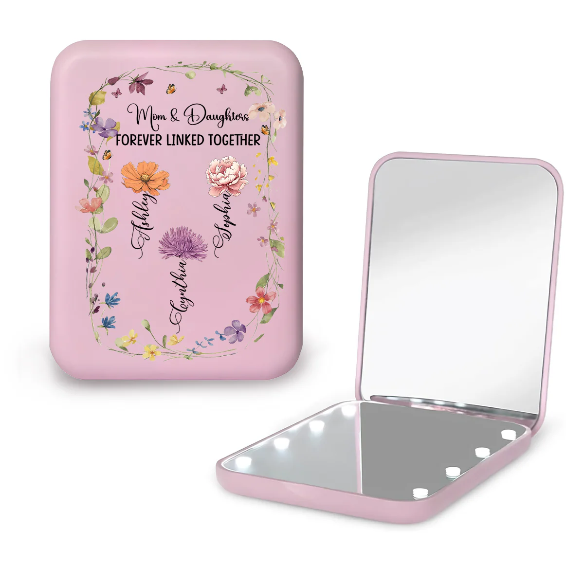 Forever Linked Together - Personalized Custom LED Pocket Mirror