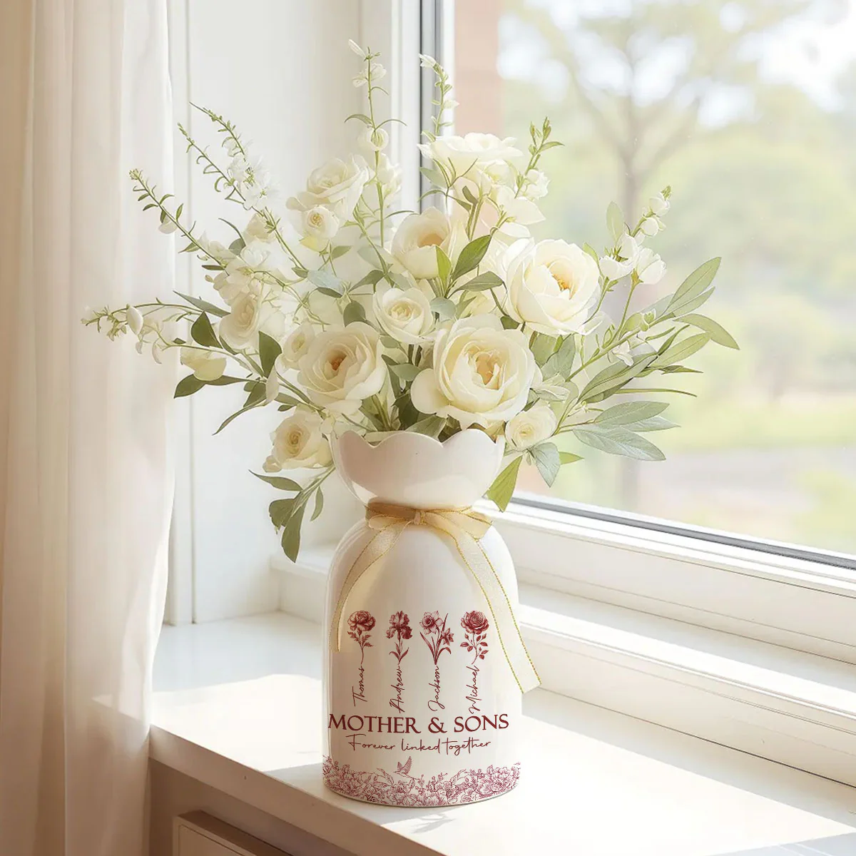 Forever Linked Together - Personalized Custom Ribbon Tie Flower Vase - Image 2