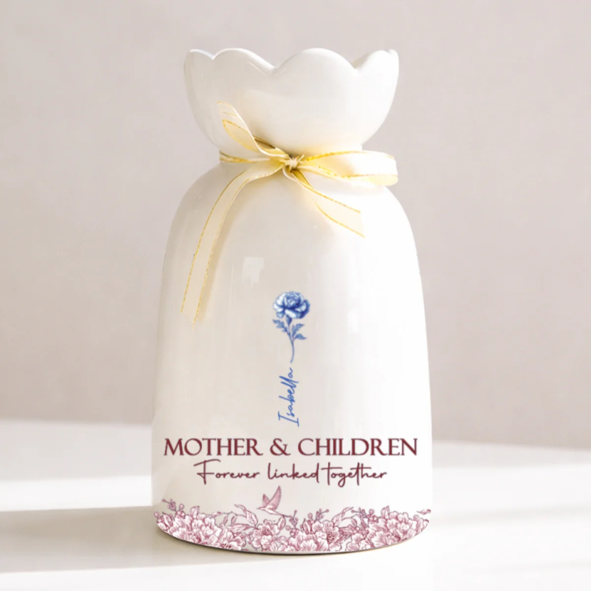 Forever Linked Together - Personalized Custom Ribbon Tie Flower Vase - Image 6