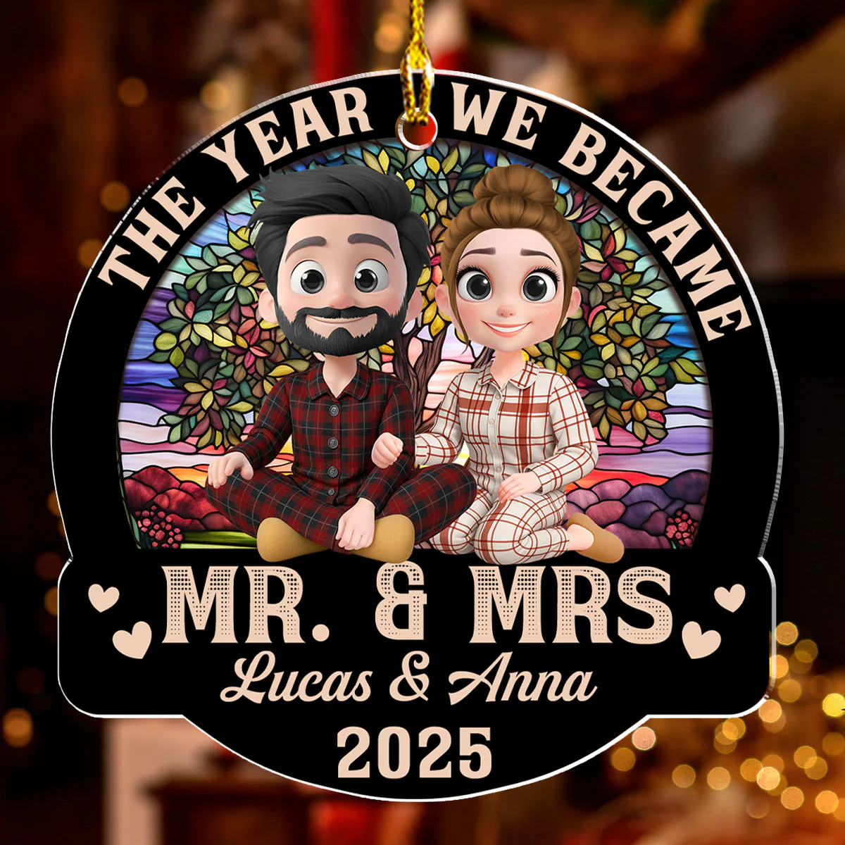 Forever Love Couple - Personalized Custom Acrylic Ornament - Image 2
