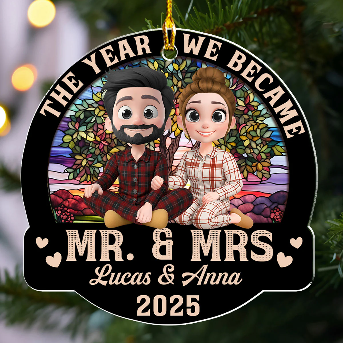 Forever Love Couple - Personalized Custom Acrylic Ornament - Image 3