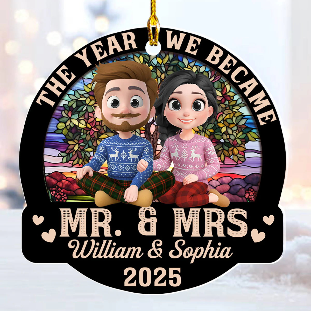 Forever Love Couple - Personalized Custom Acrylic Ornament - Image 4