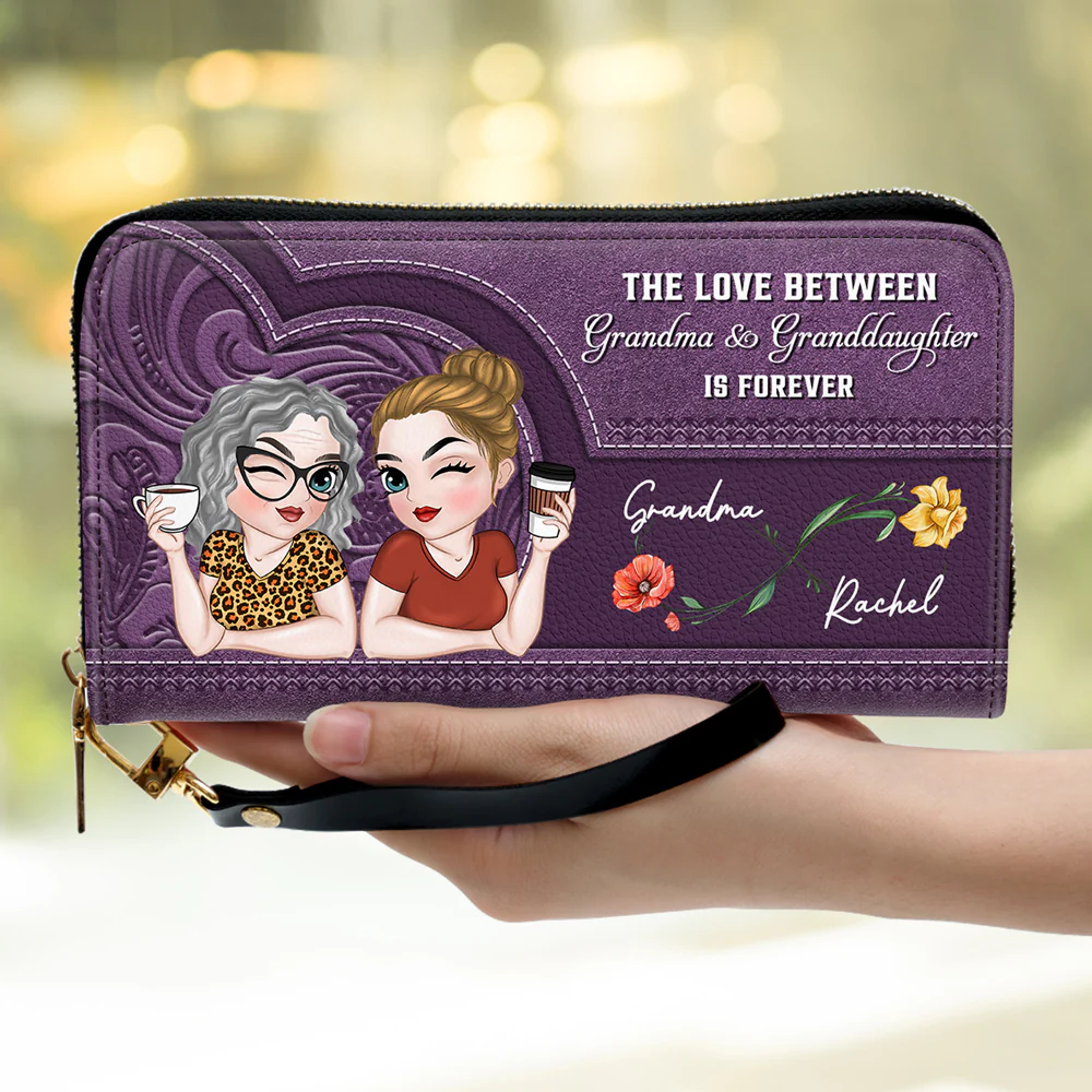 Forever Love You Grandma - Personalized Custom Leather Wallet - Image 2