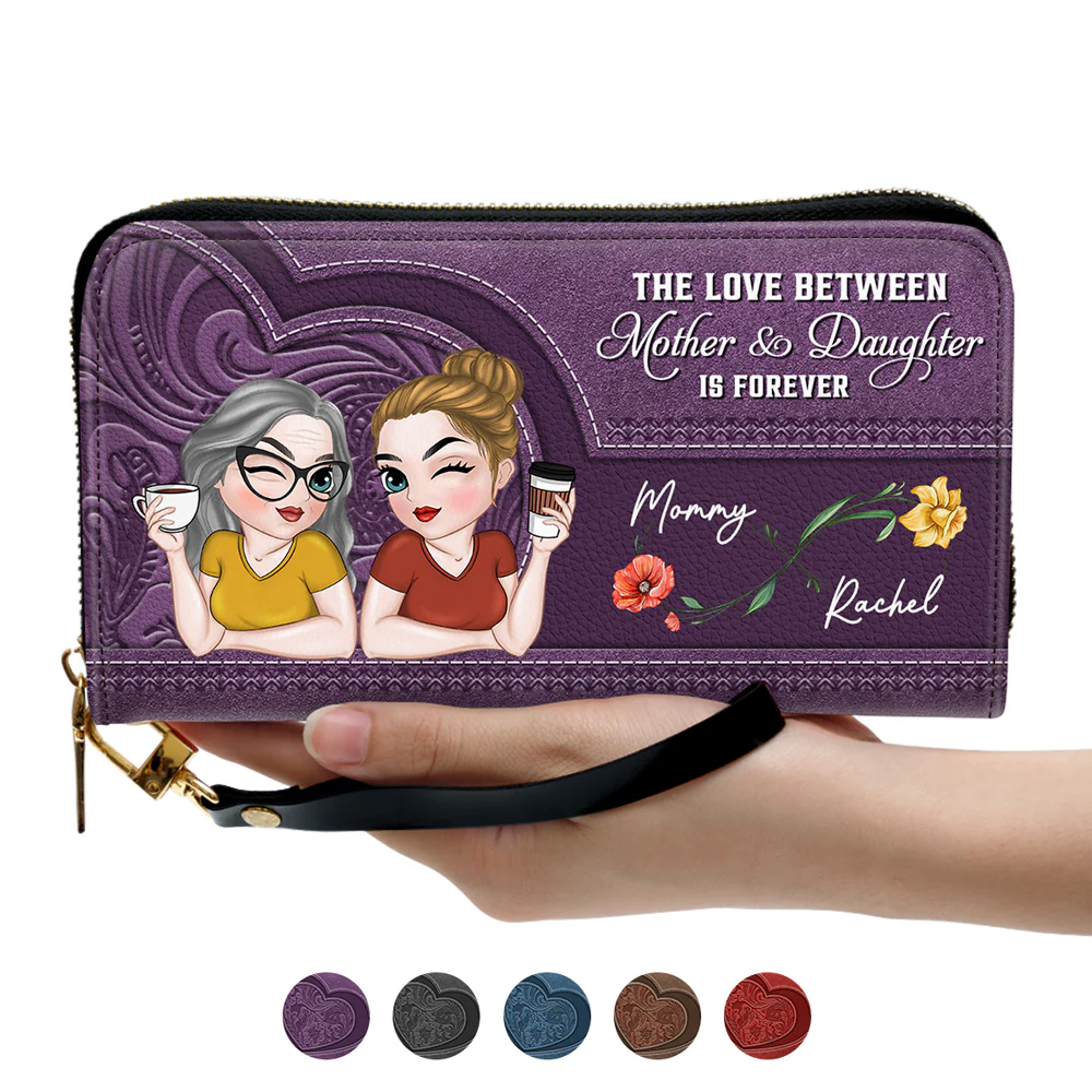 Forever Love You Mom - Personalized Custom Leather Wallet