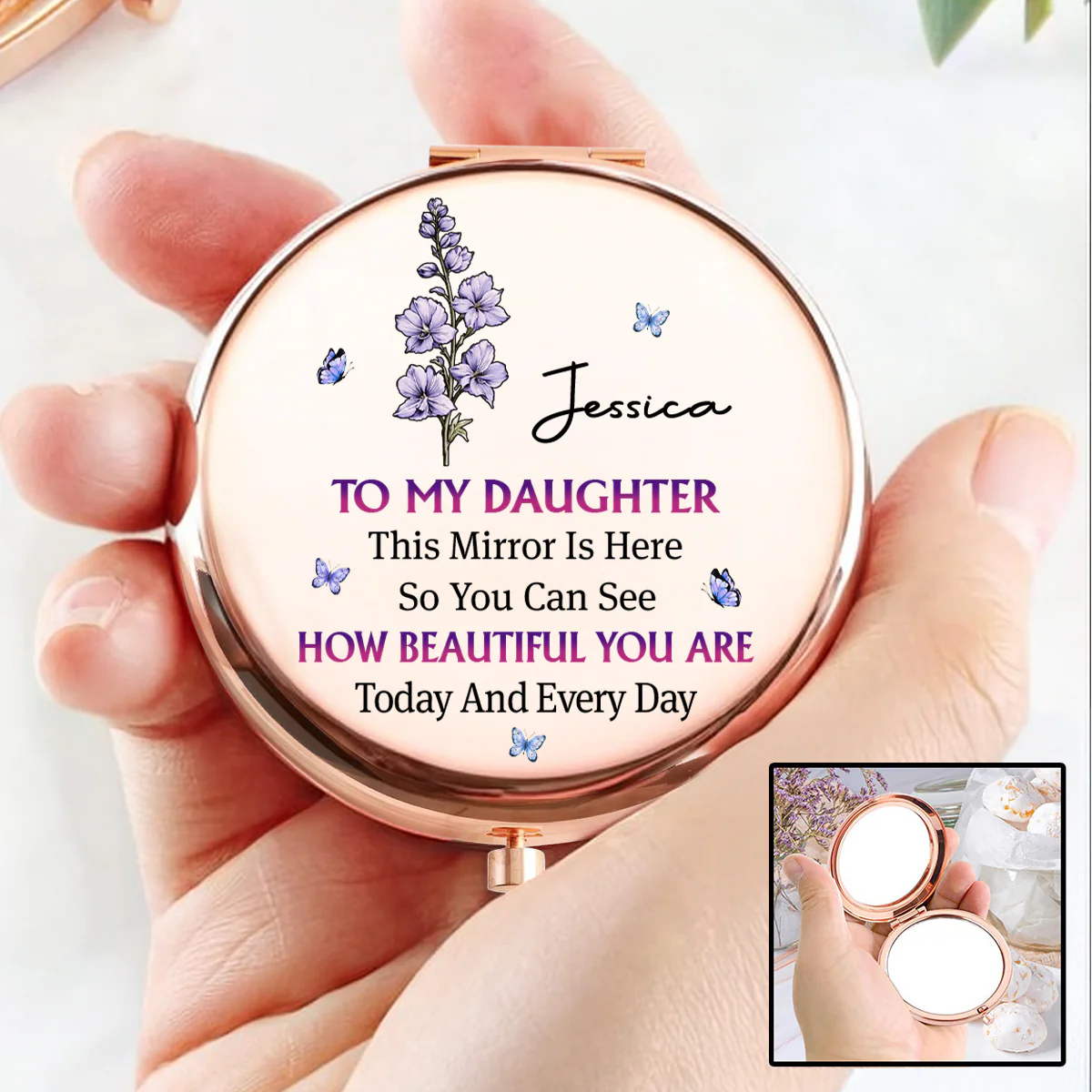 Forever Loved My Daughter - Personalized Custom Compact Mirror