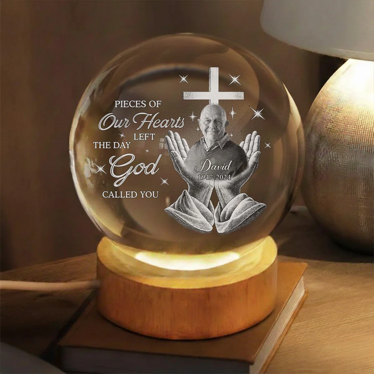The Day He Called - Personalized Custom Crystal Globe Lamp - Image 2