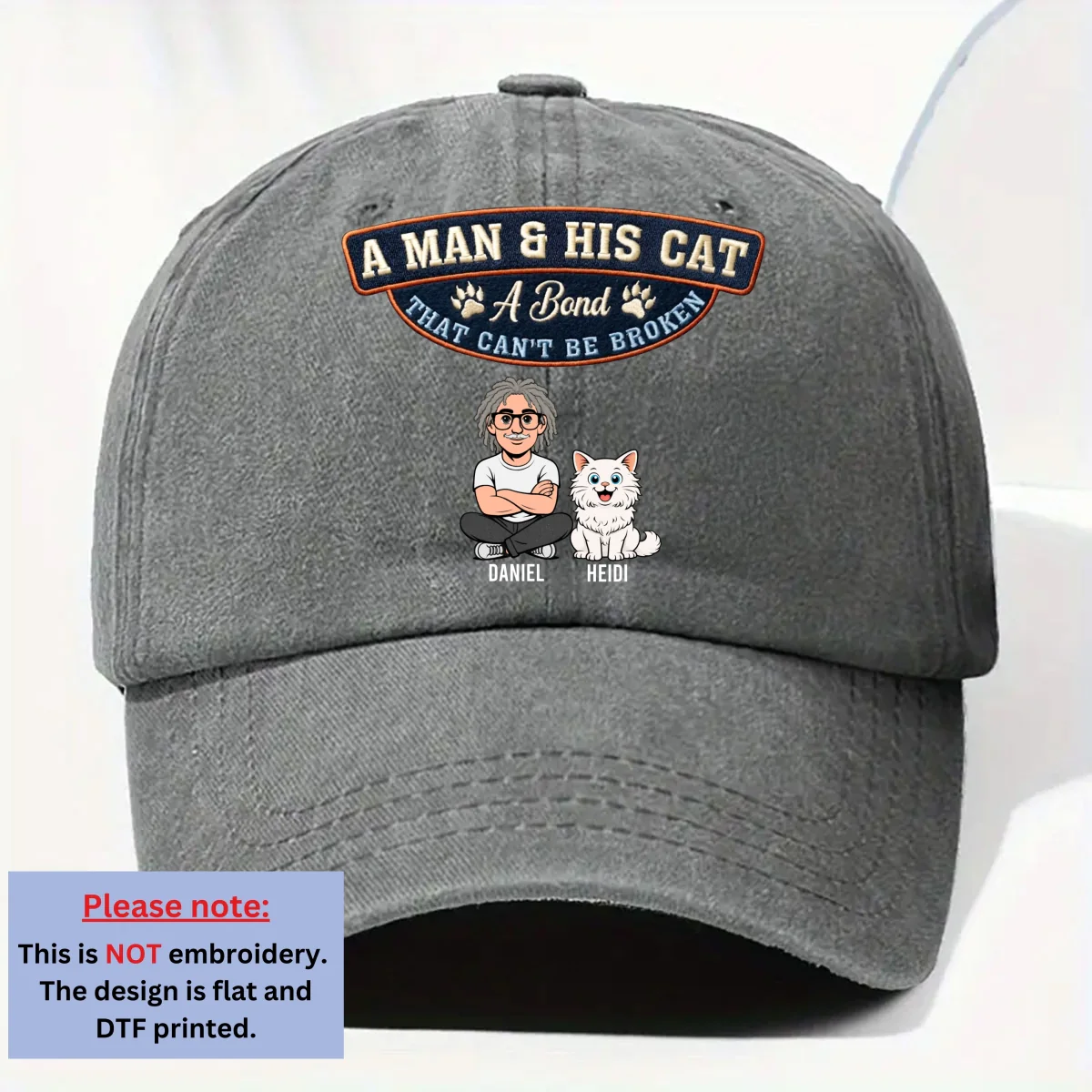 Forever My Cats - Personalized Custom Vintage Washed Denim Cap - Image 7