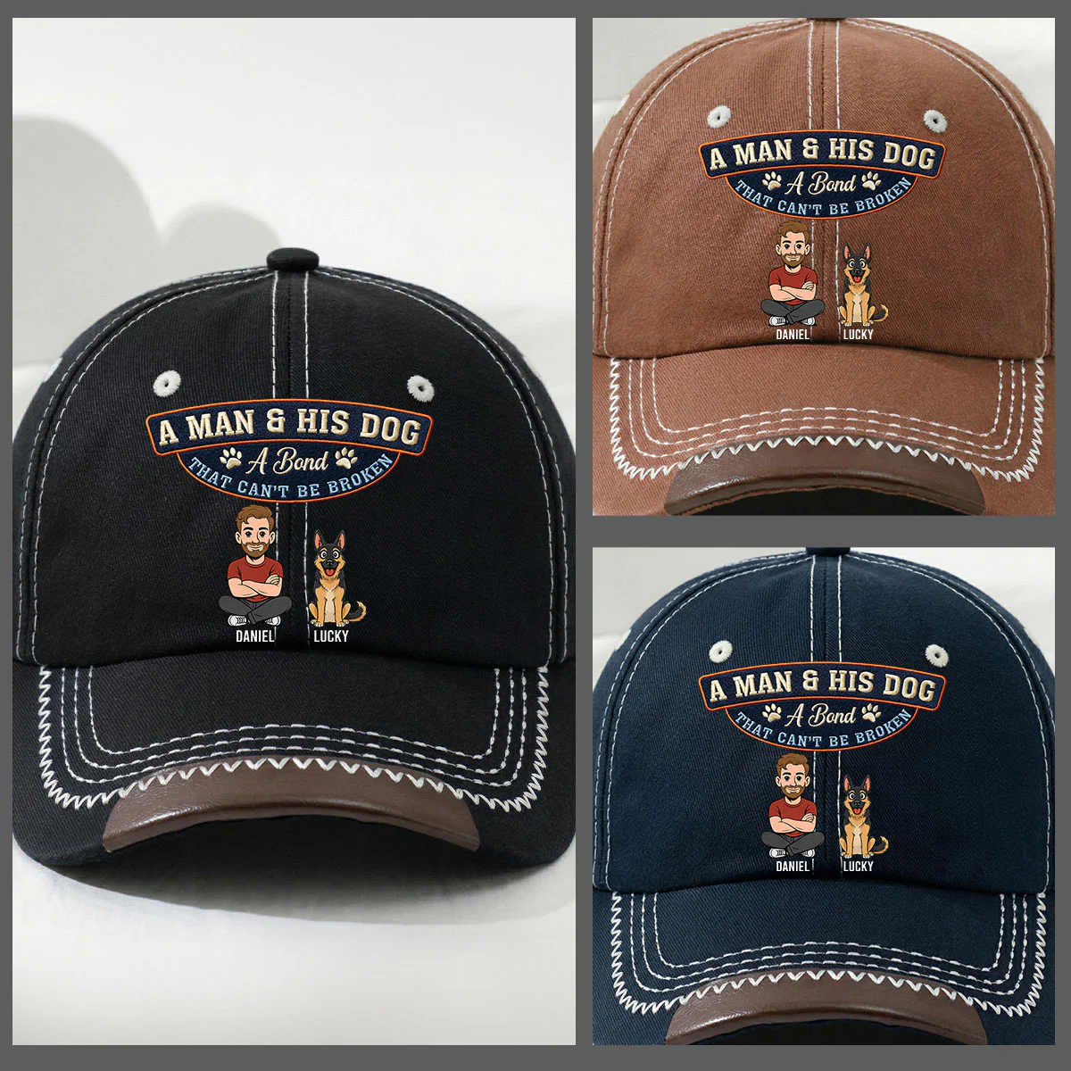 Forever My Dog - Personalized Custom Vintage Soft Baseball Cap - Image 4