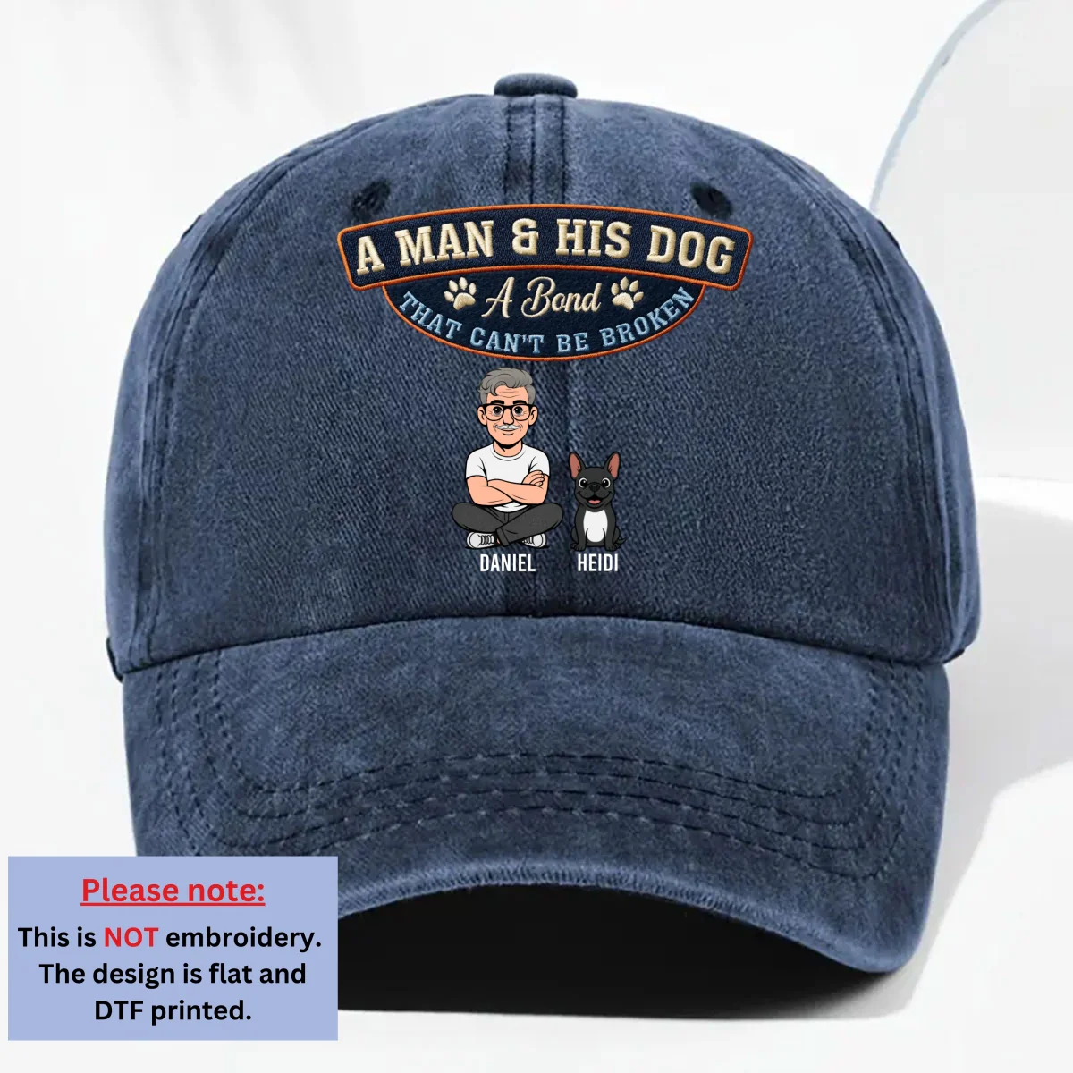 Forever My Dog - Personalized Custom Vintage Washed Denim Cap - Image 8