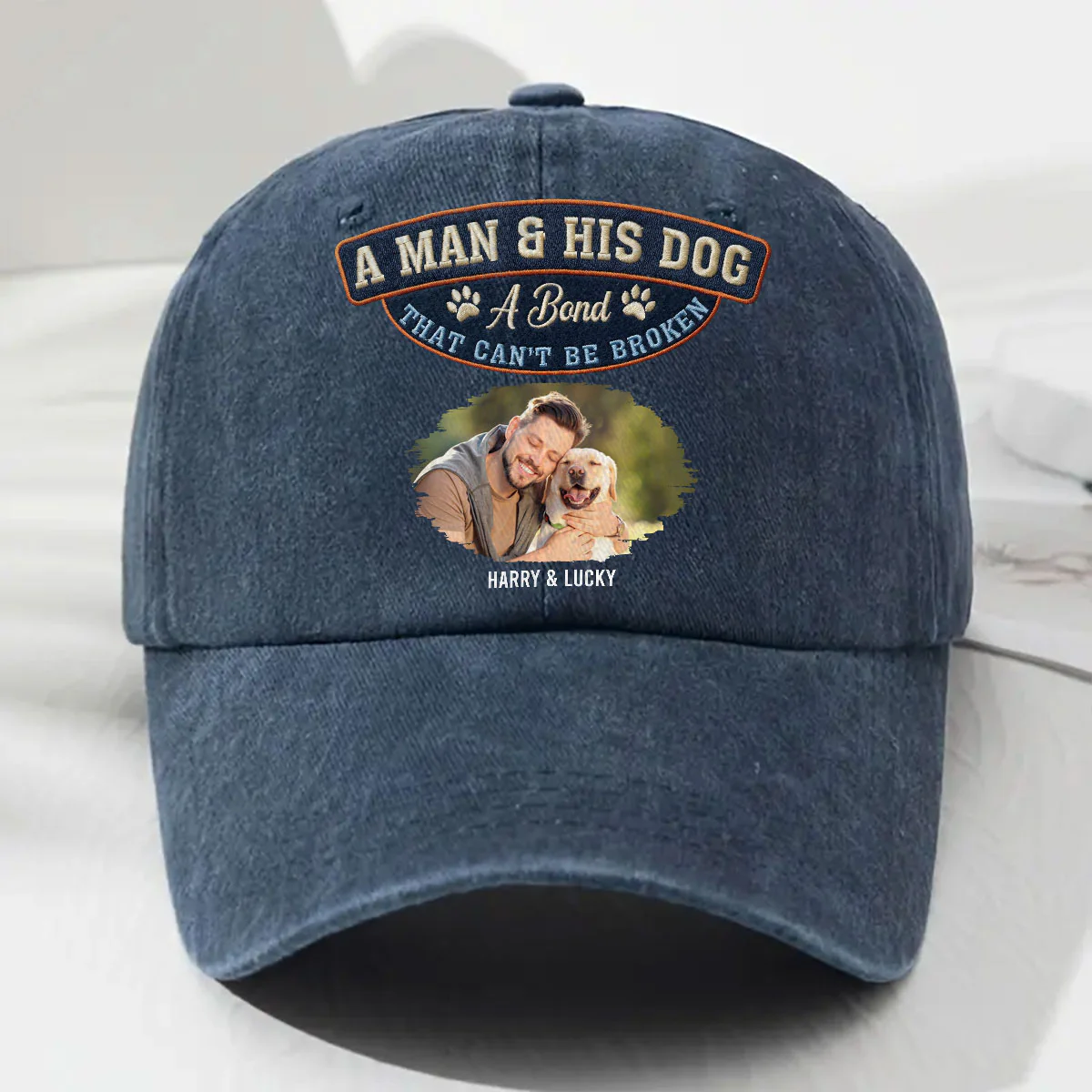 Forever My Dog Photo - Personalized Custom Vintage Washed Denim Cap
