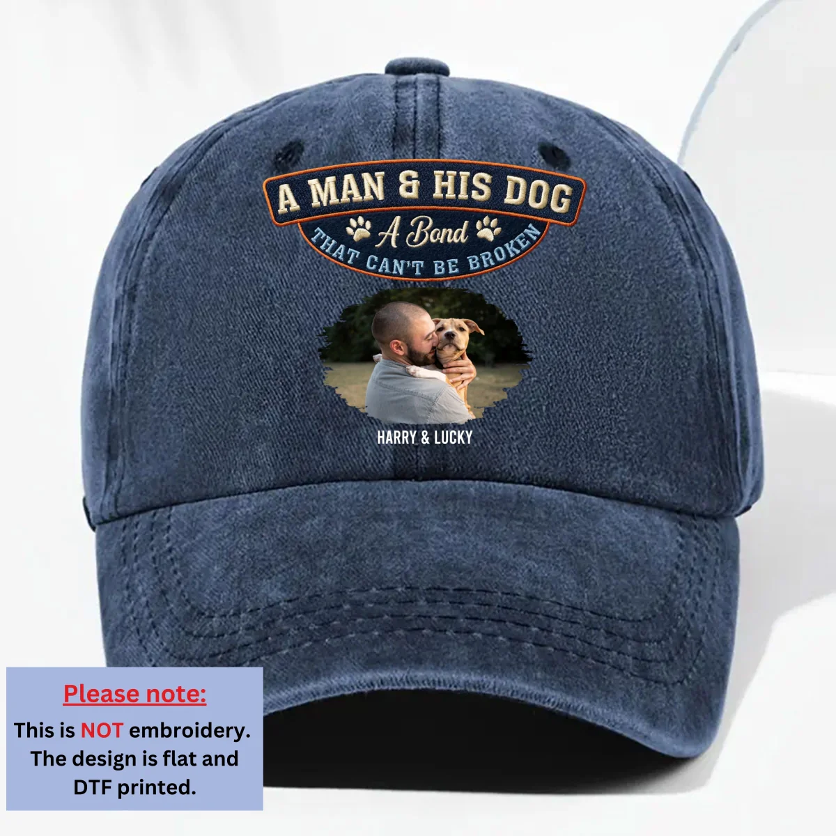 Forever My Dog Photo - Personalized Custom Vintage Washed Denim Cap - Image 6