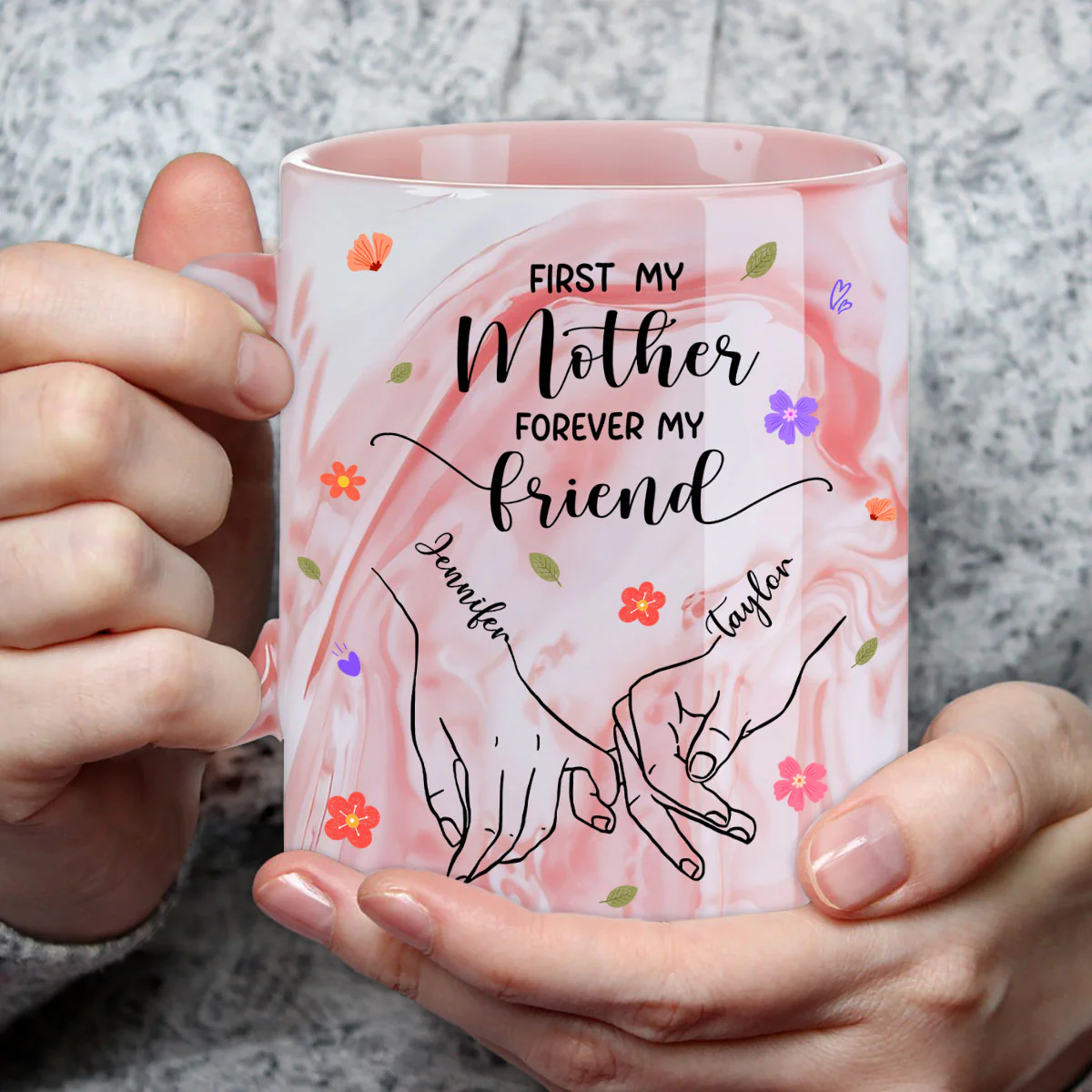 Forever My Friend - Personalized Custom Pink Marble Mug - Image 3