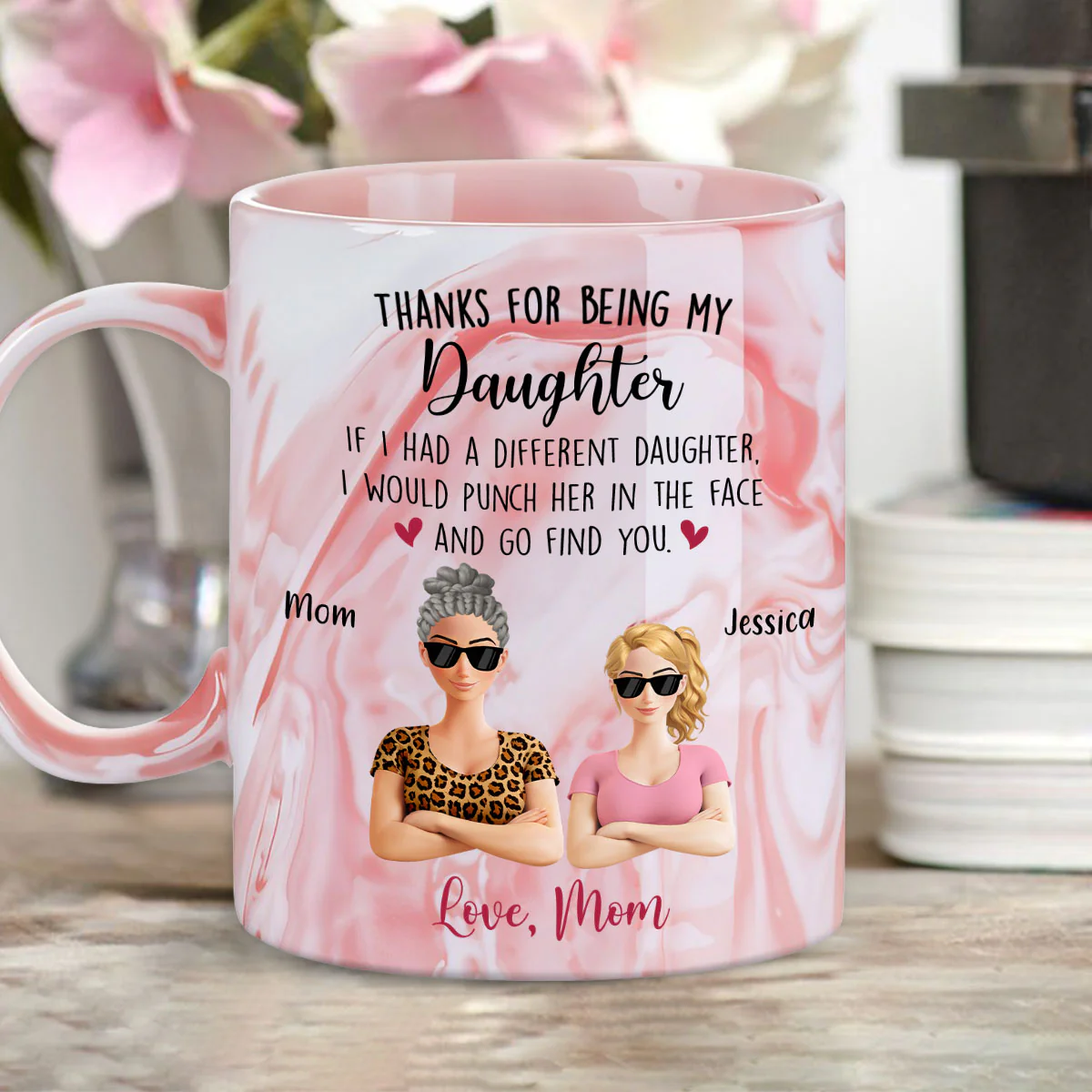 Forever My Little Sunshine - Personalized Custom Pink Marble Mug - Image 2