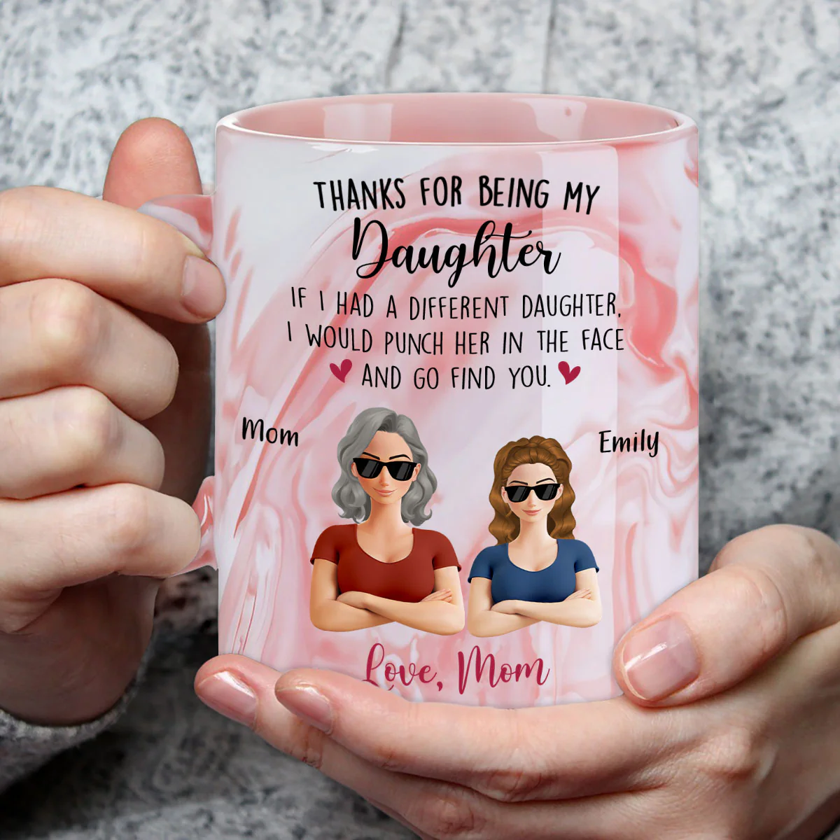 Forever My Little Sunshine - Personalized Custom Pink Marble Mug - Image 3