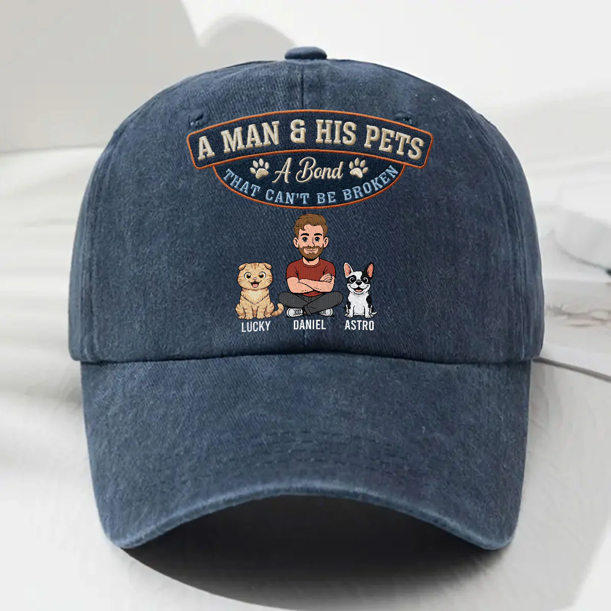 Forever My Pets - Personalized Custom Vintage Washed Denim Cap