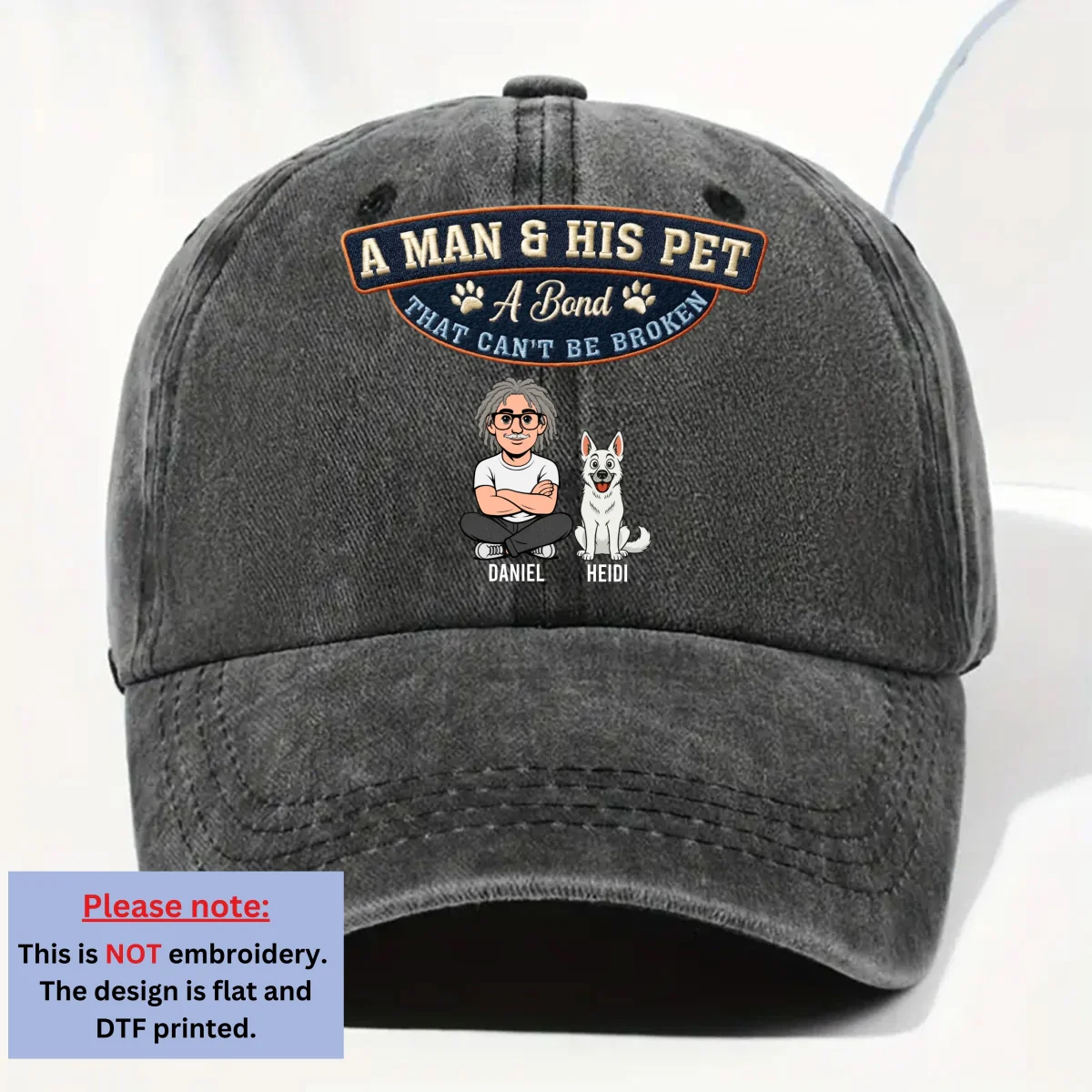 Forever My Pets - Personalized Custom Vintage Washed Denim Cap - Image 6