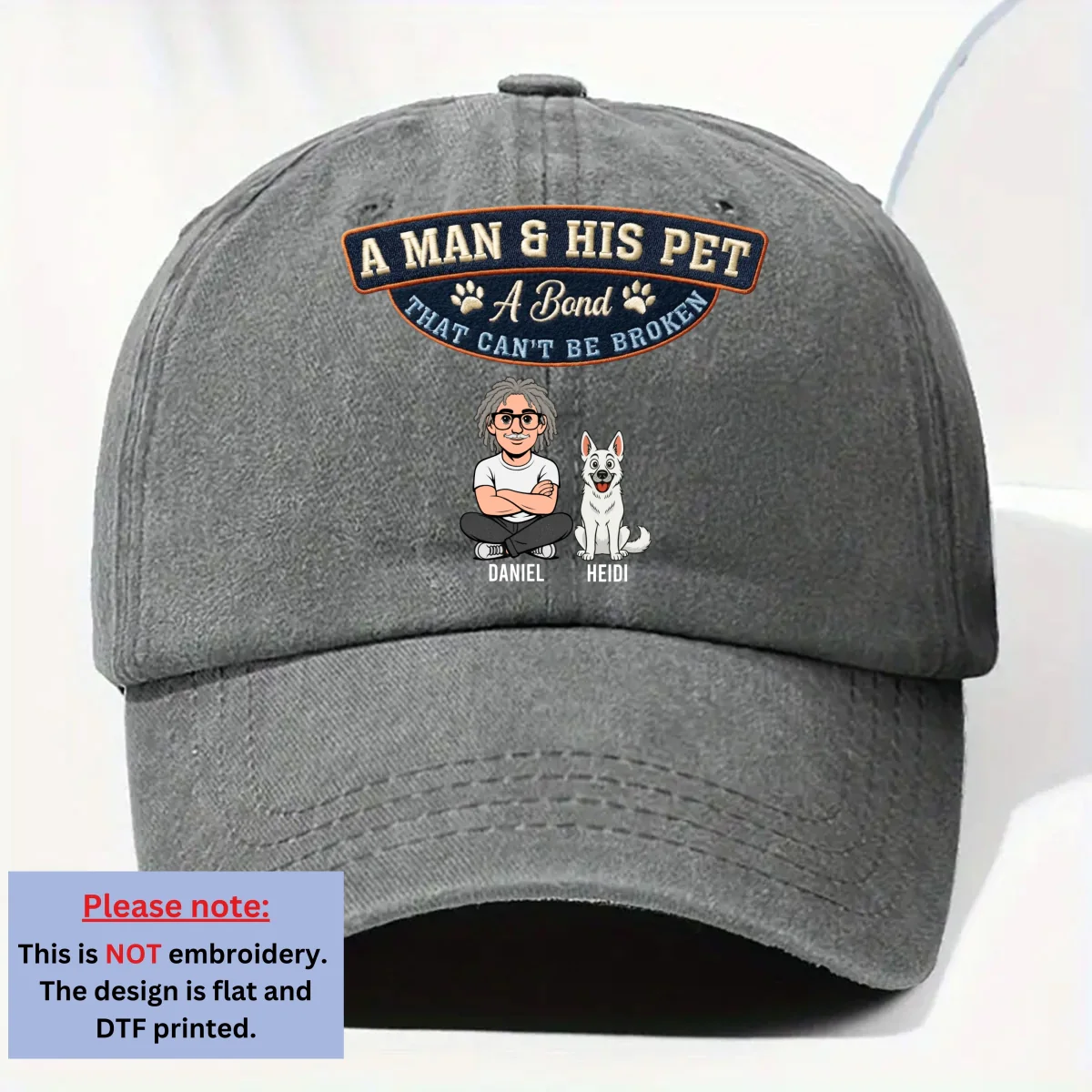 Forever My Pets - Personalized Custom Vintage Washed Denim Cap - Image 7