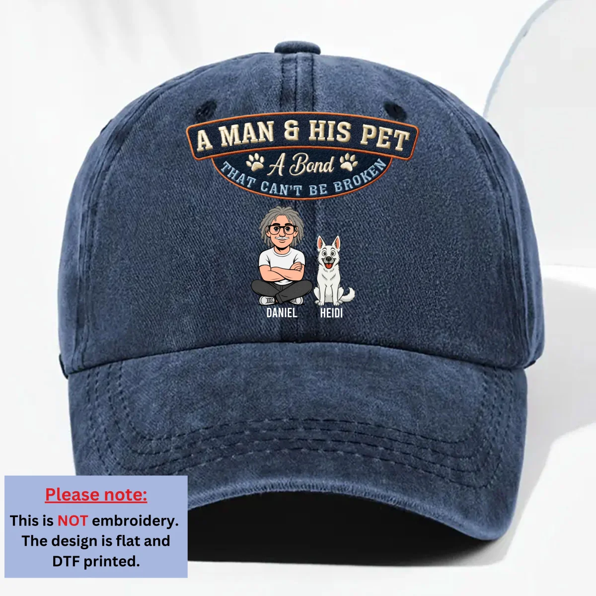 Forever My Pets - Personalized Custom Vintage Washed Denim Cap - Image 8
