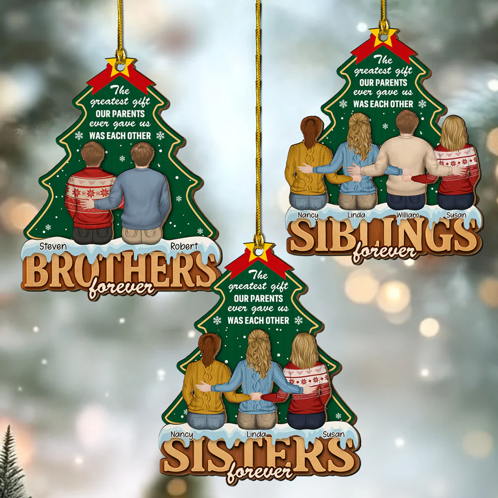 Forever Our Greatest Gift - Personalized Custom Freeshape 2-Layered Wood Ornament - Image 5