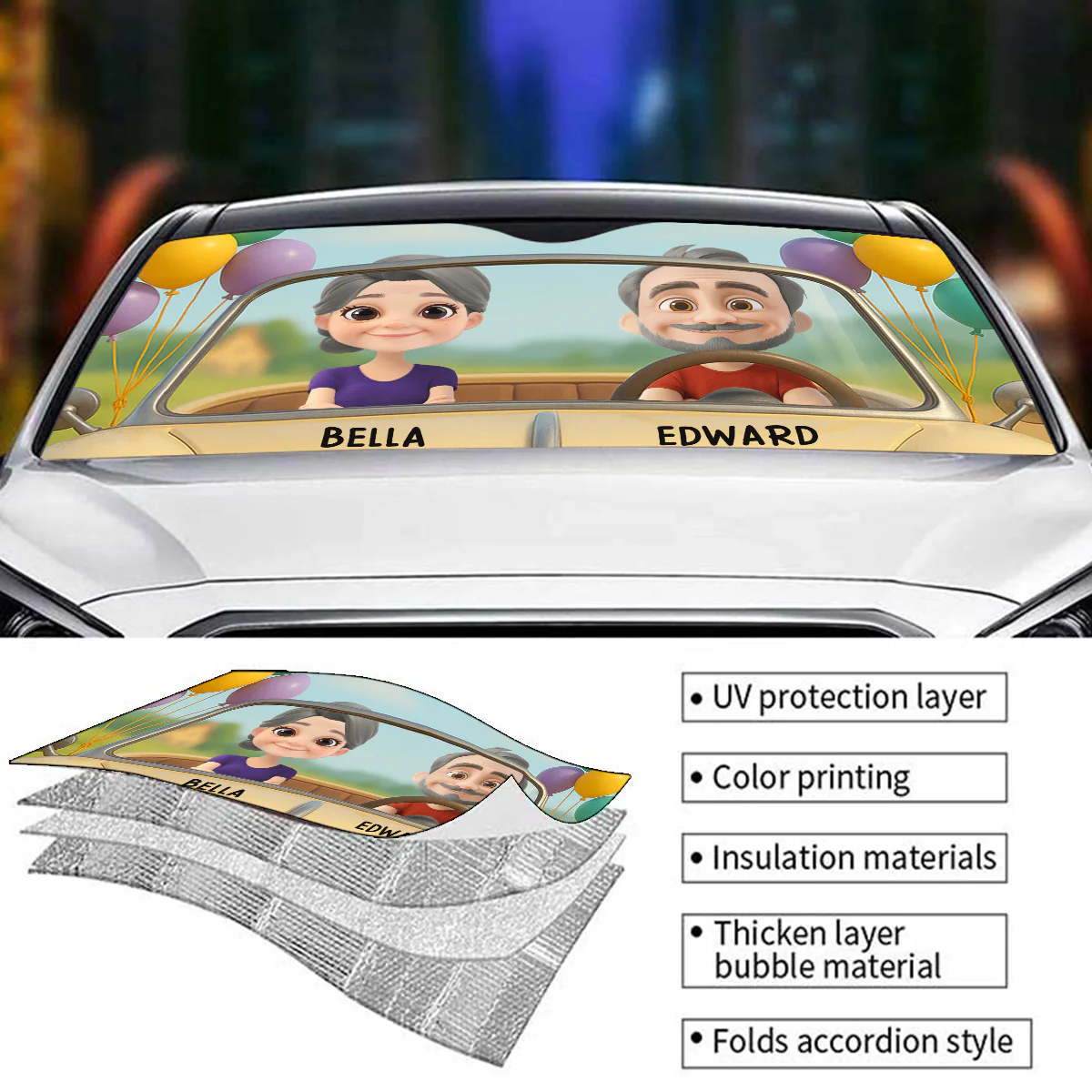 Forever Ride Together - Personalized Custom Car Sunshade - Image 5