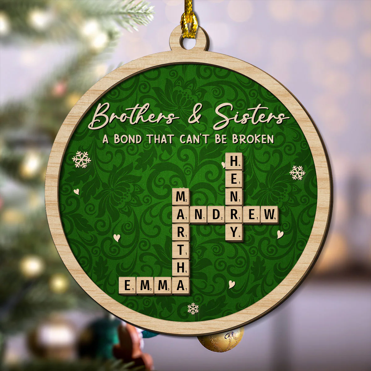 Forever Tied By Heartstrings - Personalized Custom 2-Layered Wood Ornament - Image 2