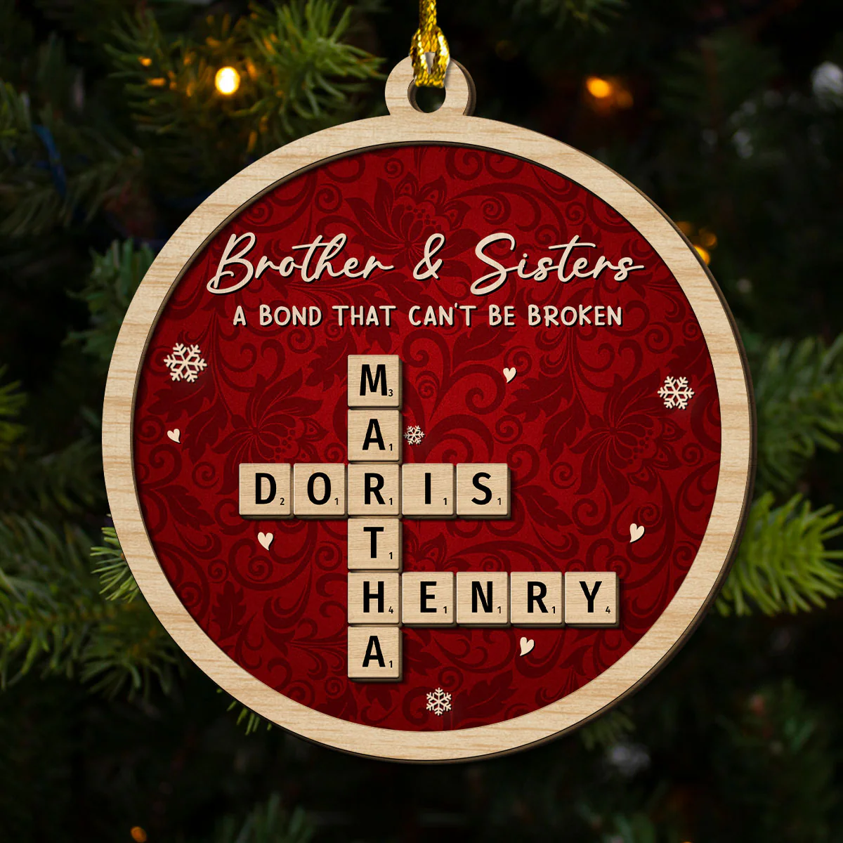 Forever Tied By Heartstrings - Personalized Custom 2-Layered Wood Ornament - Image 4