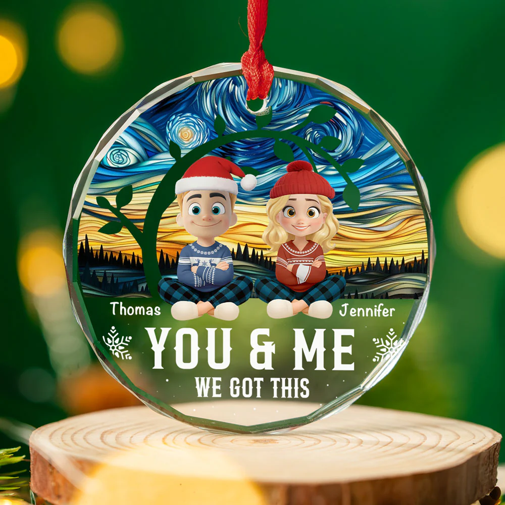 Forever You And Me - Personalized Custom Glass Ornament - Image 2