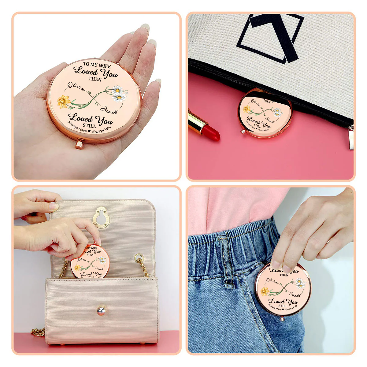 Forever Yours My Love - Personalized Custom Compact Mirror - Image 3