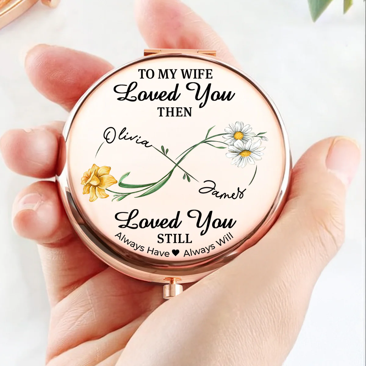 Forever Yours My Love - Personalized Custom Compact Mirror - Image 4