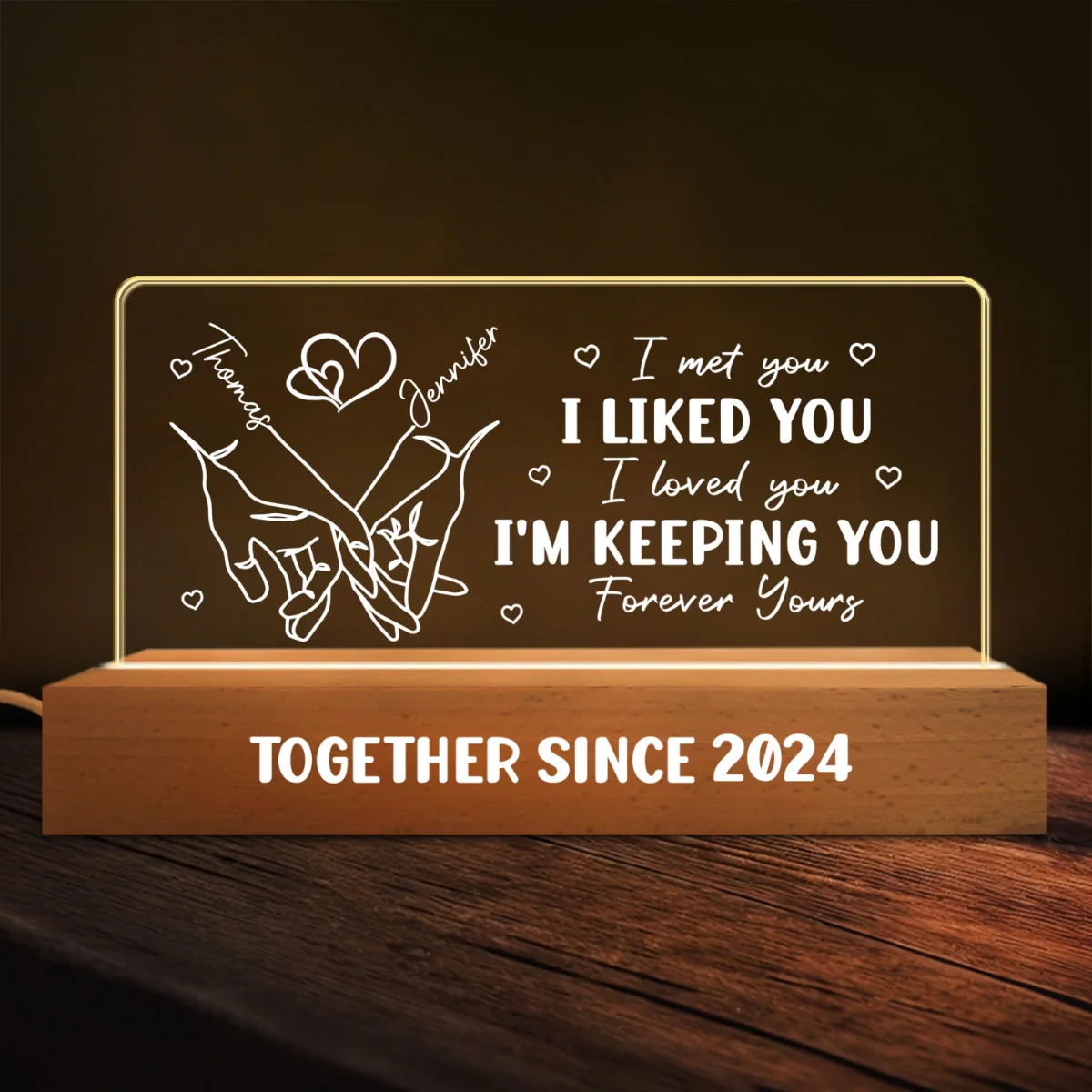 Forever Yours - Personalized Custom Acrylic 3D LED Night Light - Image 4