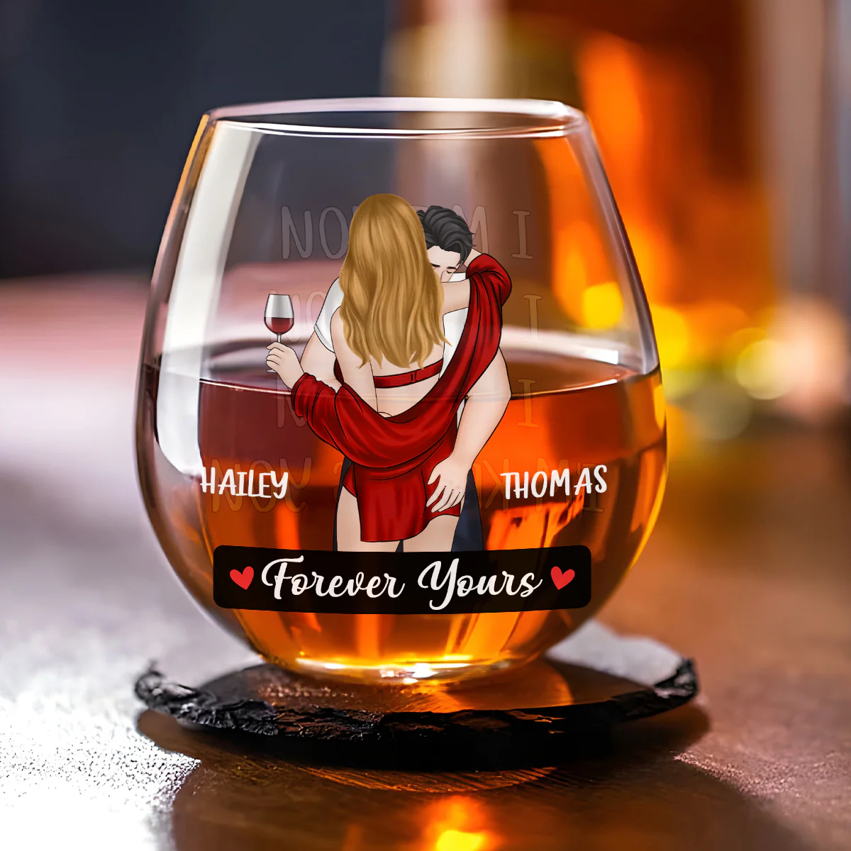Forever Yours - Personalized Custom Wine Glass - Image 2