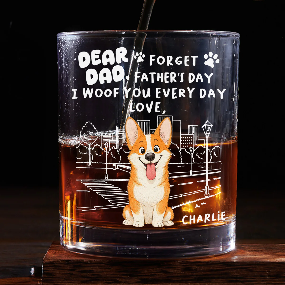 Forget Stylized Dog Dad - Personalized Custom Whiskey Glass