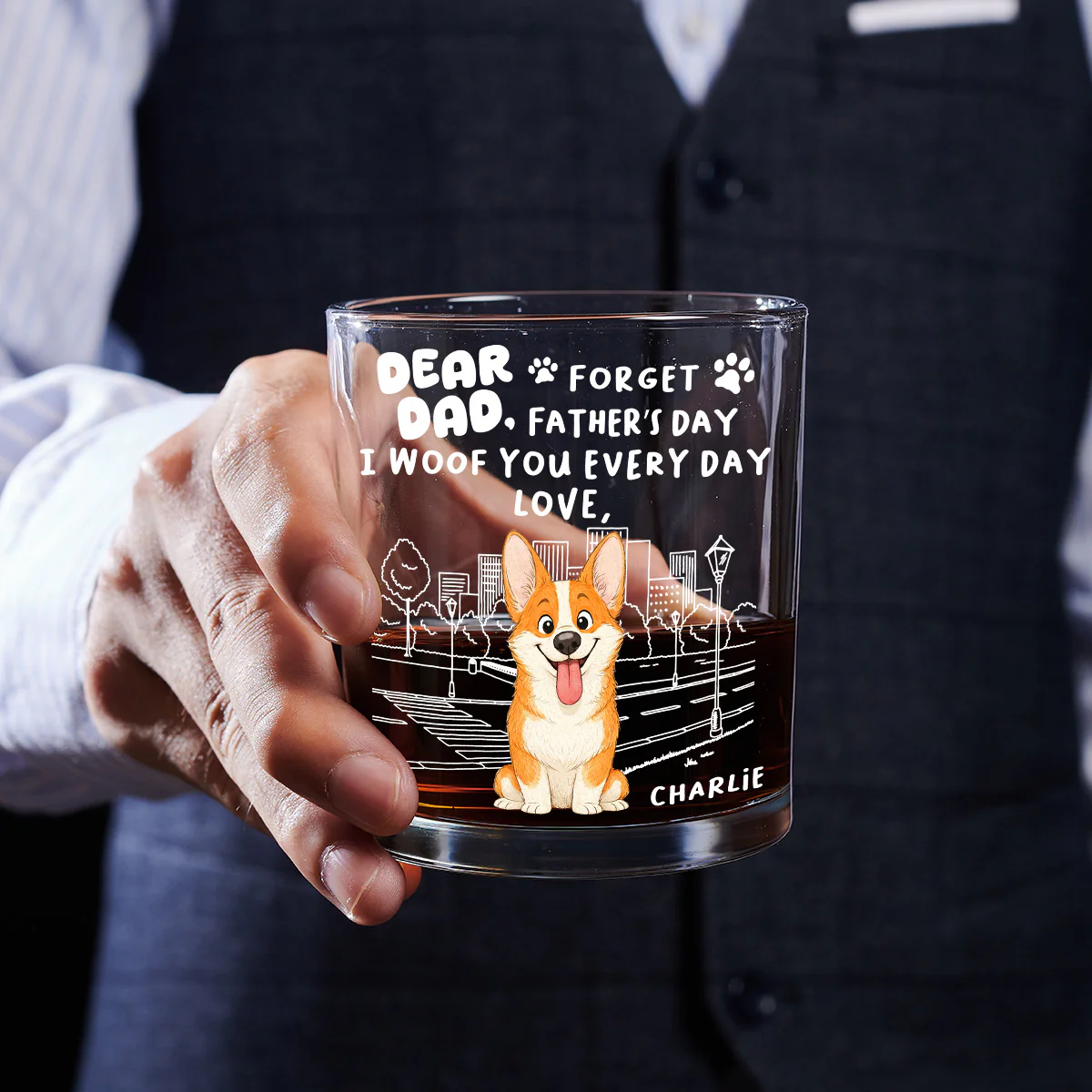 Forget Stylized Dog Dad - Personalized Custom Whiskey Glass - Image 5