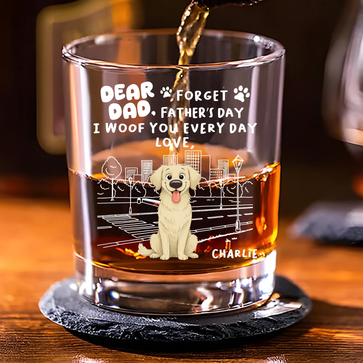 Forget Stylized Dog Dad - Personalized Custom Whiskey Glass - Image 7