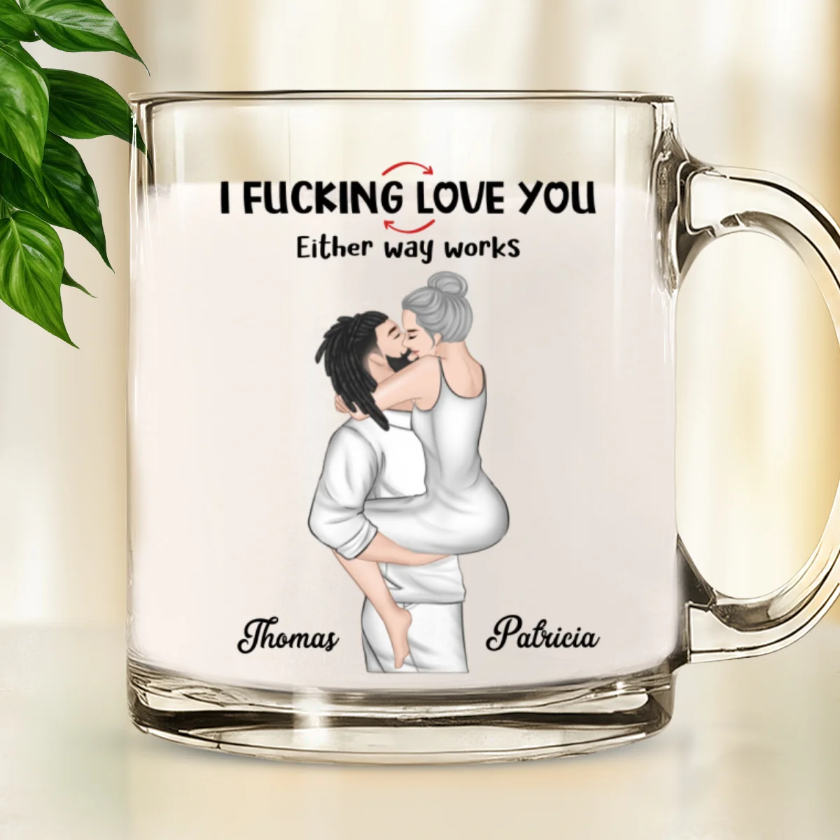 Freaking Love You - Personalized Custom Glass Mug - Image 6