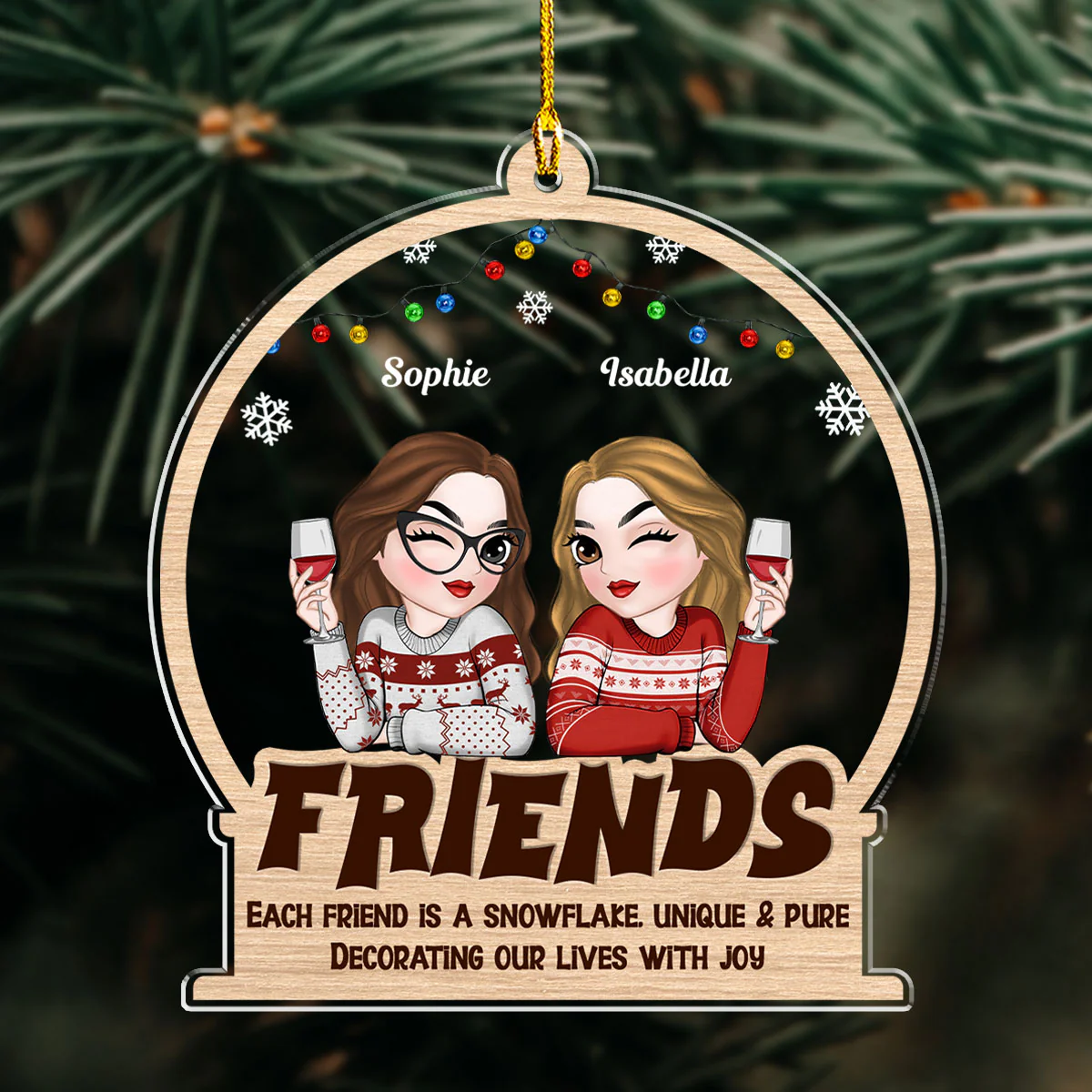 Friend Is A Snowflake - Personalized Custom Acrylic Ornament - Image 2