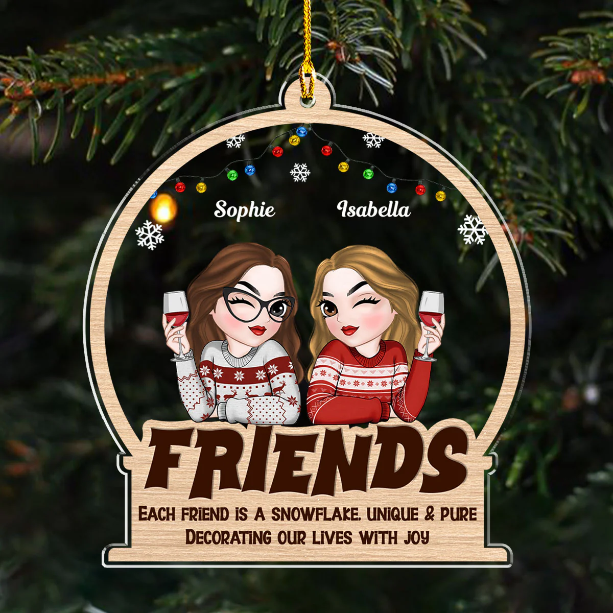 Friend Is A Snowflake - Personalized Custom Acrylic Ornament - Image 4