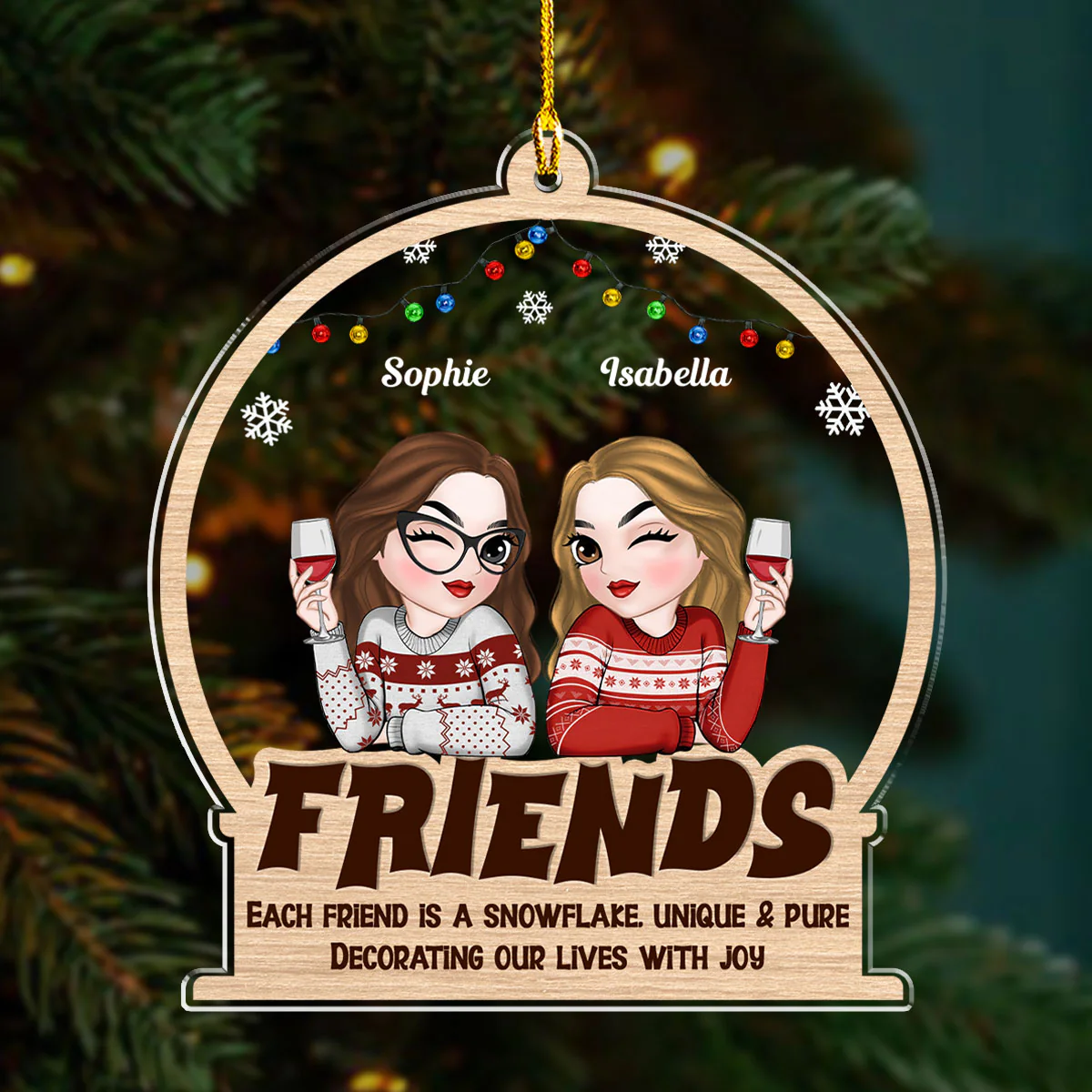 Friend Is A Snowflake - Personalized Custom Acrylic Ornament - Image 5