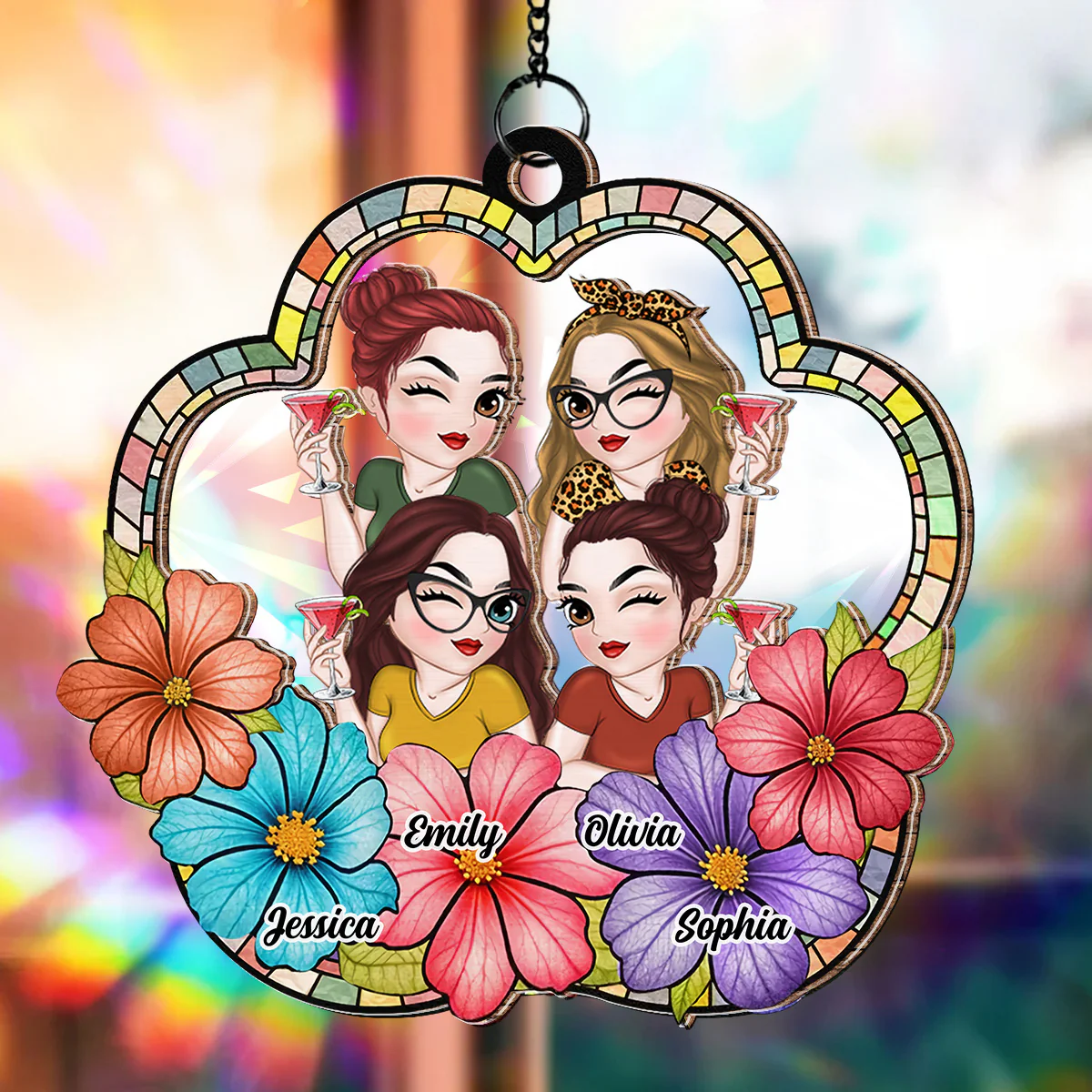 Friend Like Flowers - Personalized Custom Rainbow Suncatcher - Image 3