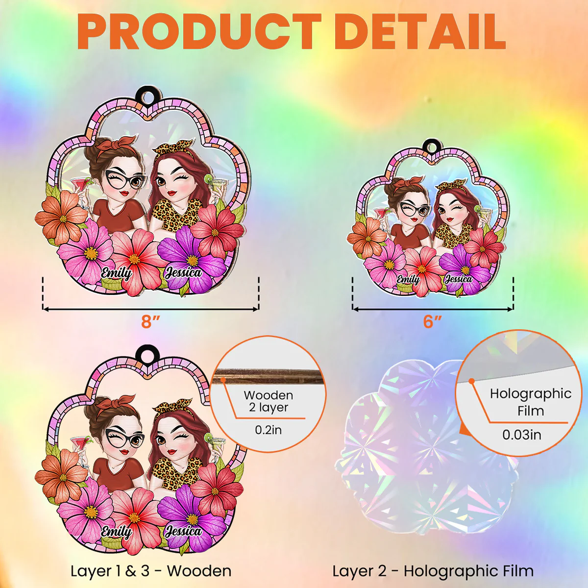 Friend Like Flowers - Personalized Custom Rainbow Suncatcher - Image 4