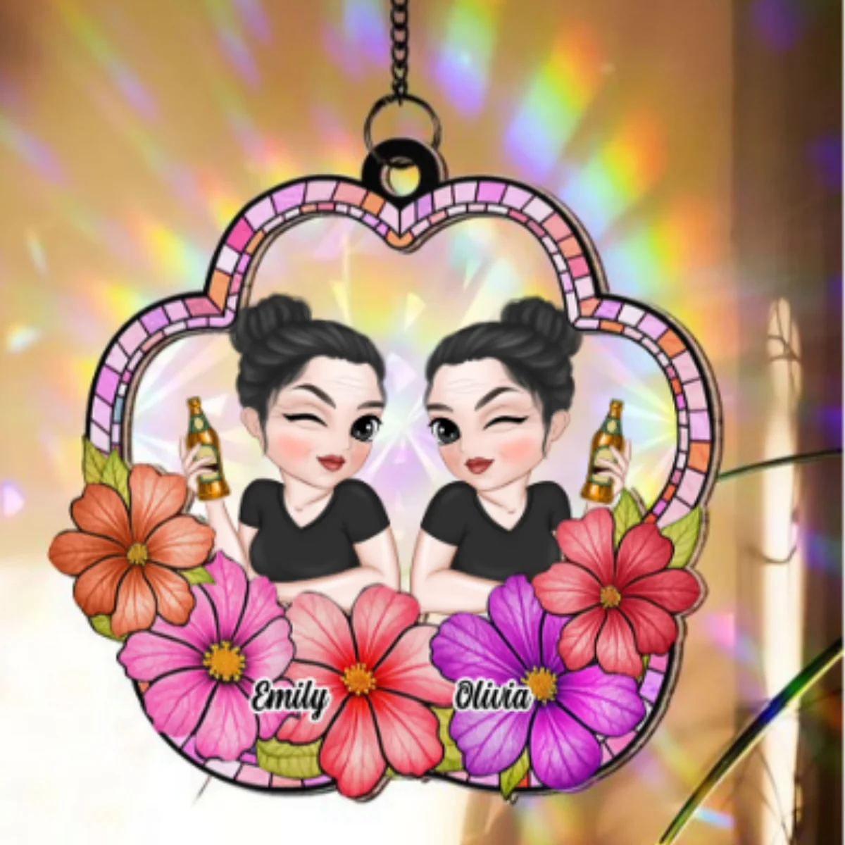 Friend Like Flowers - Personalized Custom Rainbow Suncatcher - Image 5