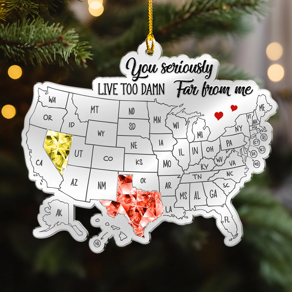 Friends Across The Miles Crytal Style  - Personalized Custom Acrylic Ornament