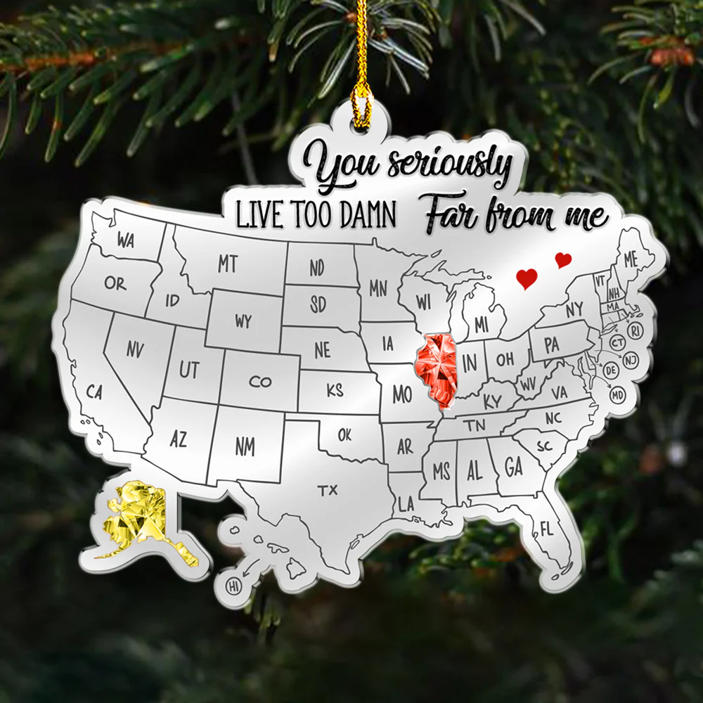 Friends Across The Miles Crytal Style  - Personalized Custom Acrylic Ornament - Image 3