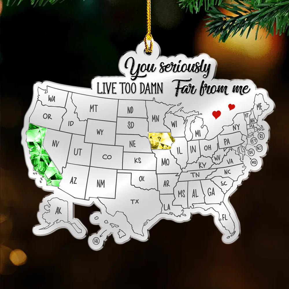 Friends Across The Miles Crytal Style  - Personalized Custom Acrylic Ornament - Image 4