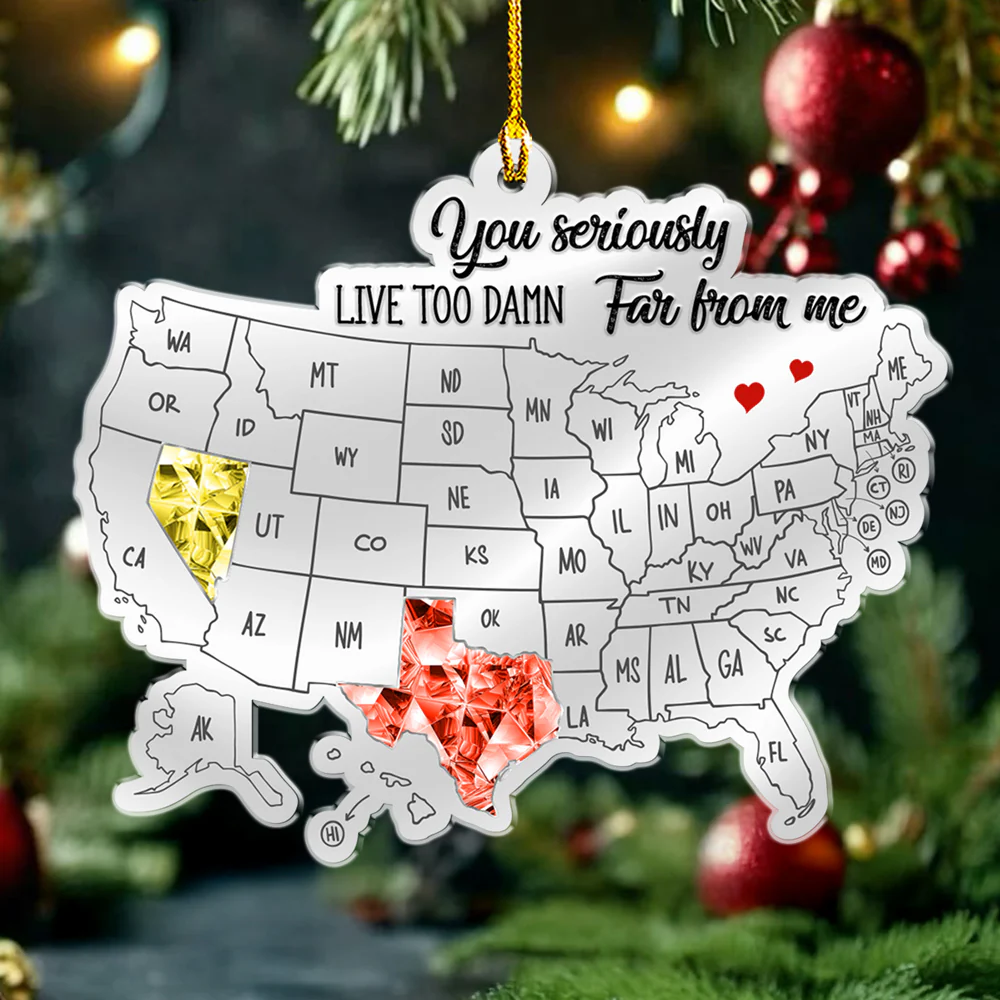 Friends Across The Miles Crytal Style  - Personalized Custom Acrylic Ornament - Image 5