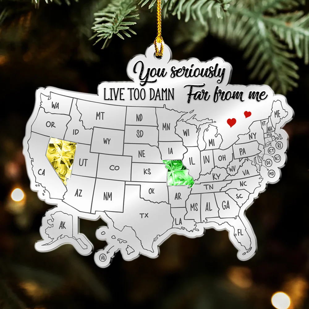 Friends Across The Miles Crytal Style  - Personalized Custom Acrylic Ornament - Image 6