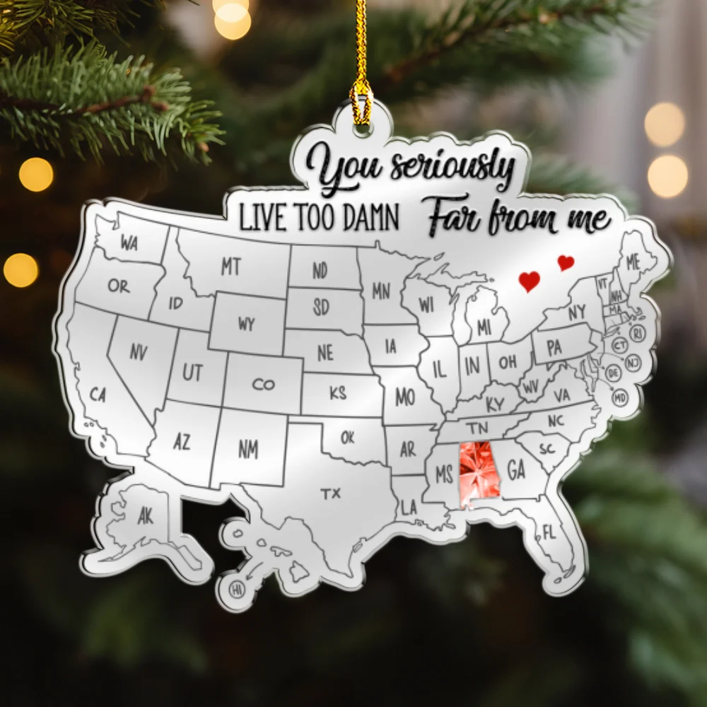 Friends Across The Miles Crytal Style  - Personalized Custom Acrylic Ornament - Image 8