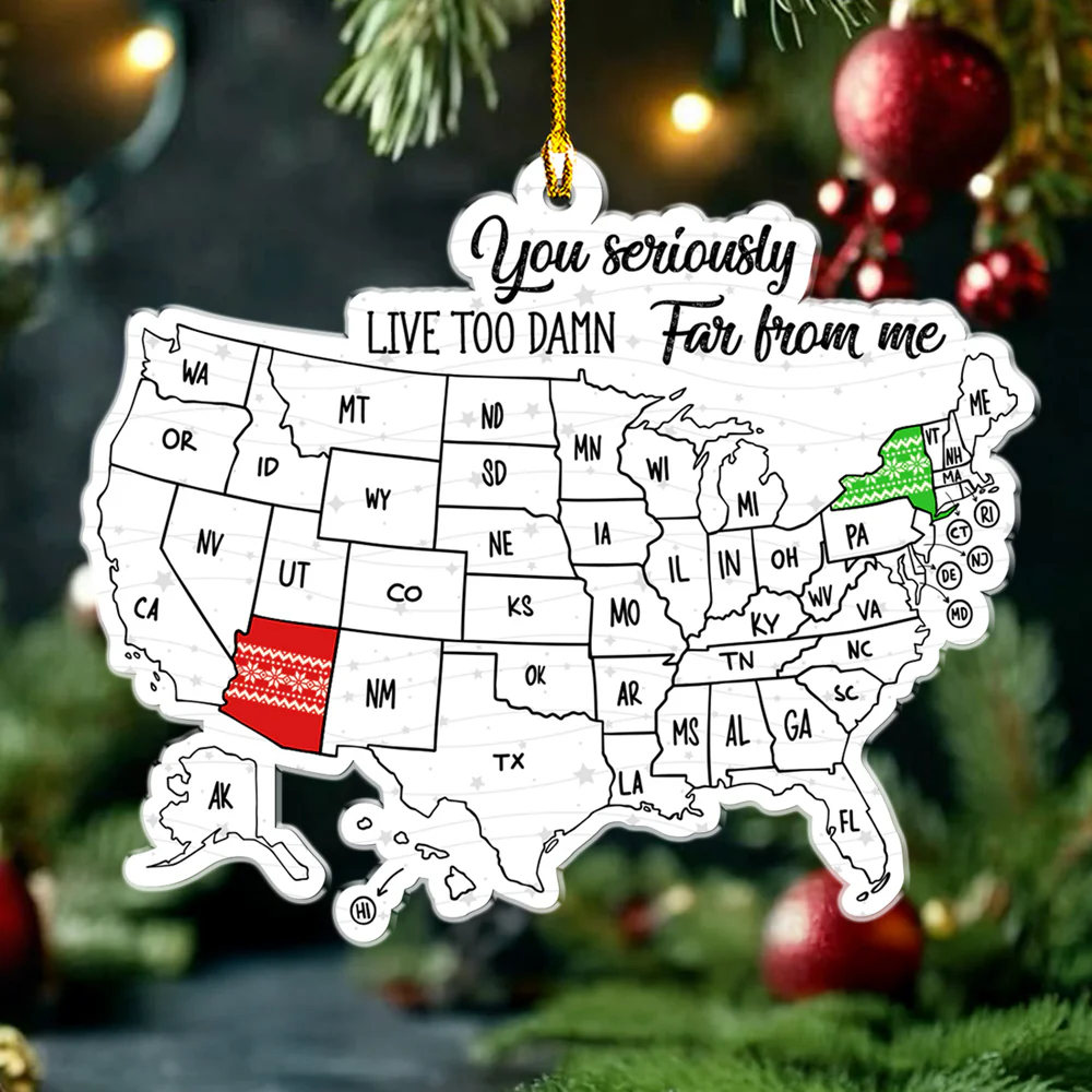 Friends Across The Miles Wool Style  - Personalized Custom Acrylic Ornament - Image 3