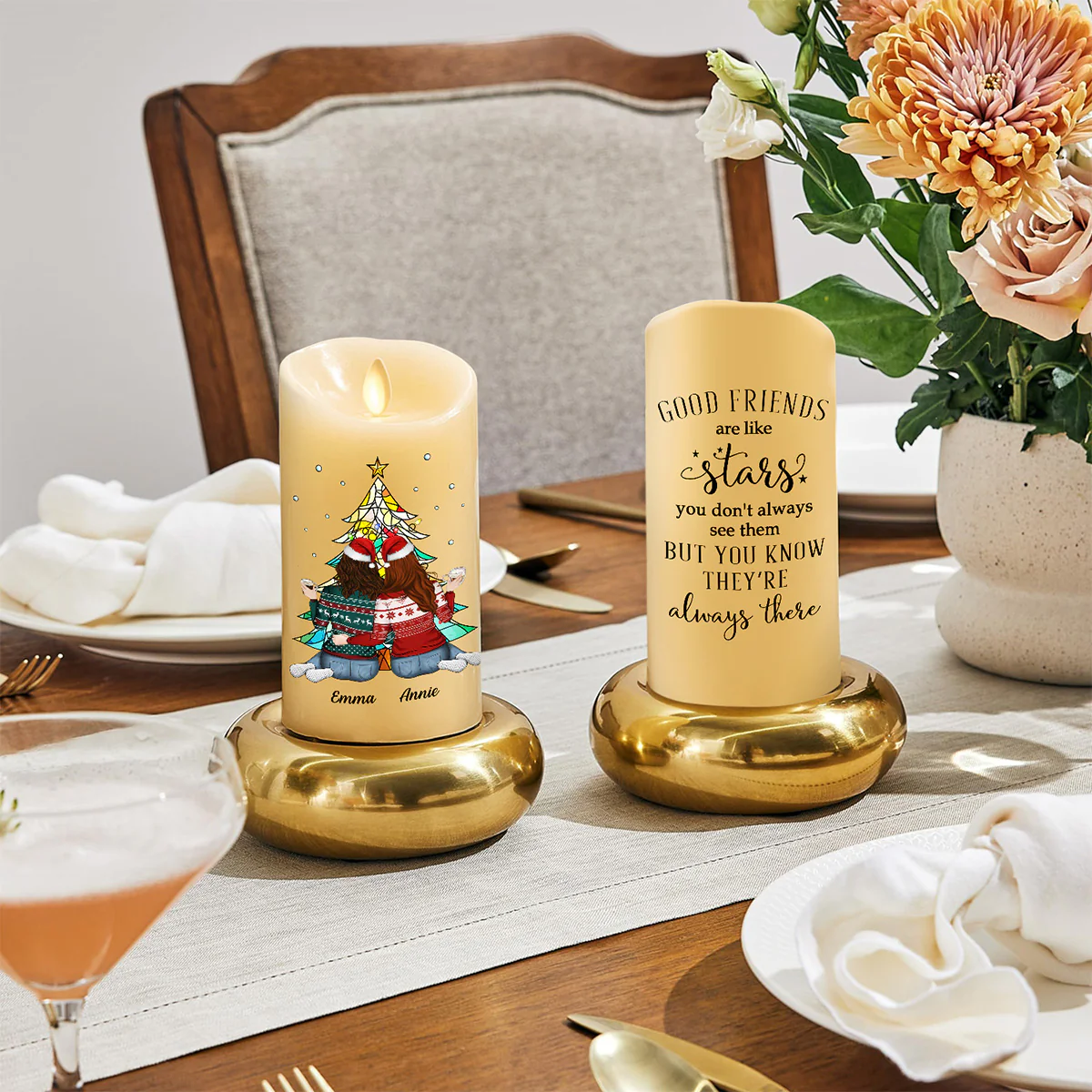 Friends Always Beside You - Personalized Custom LED Candle - Image 3
